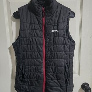 Ororo Black Quilted Vest with Red Zipper